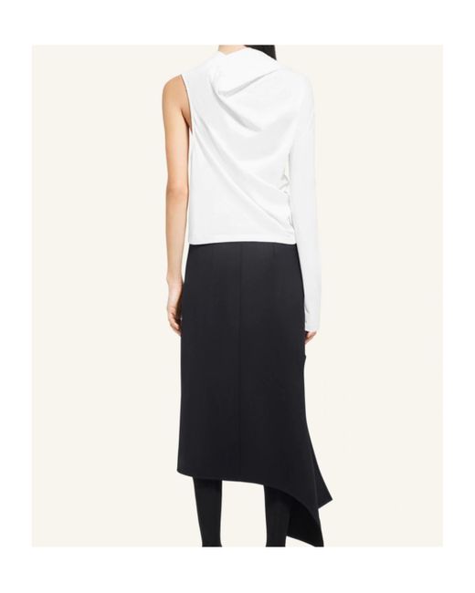 Courreges White Courrèges Asymmetric Off-Shoulder Draped T-Shirt