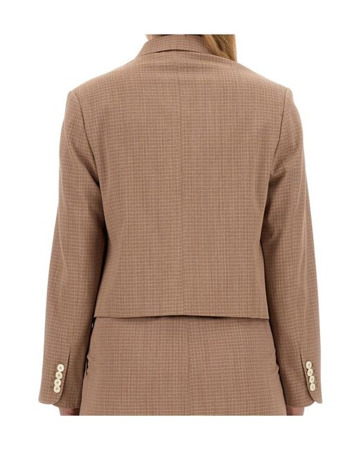Alysi Brown Cropped Check Jacket