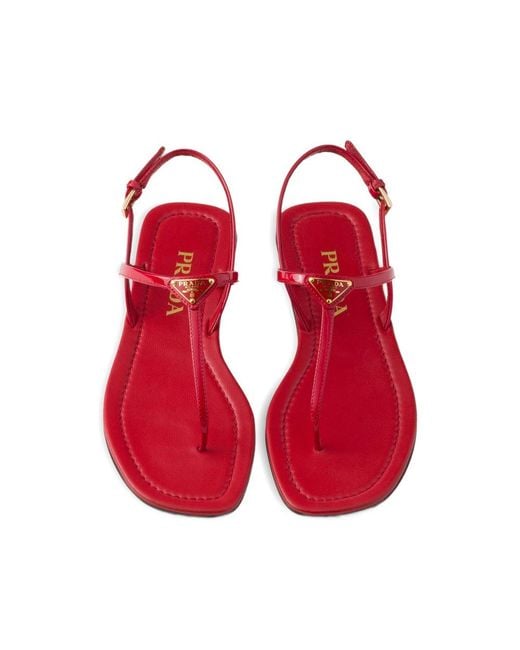 Prada Red Buckled Sandals