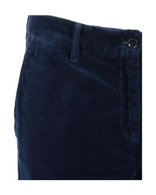 Aspesi Blue Mid-Rise Straight-Leg Trousers