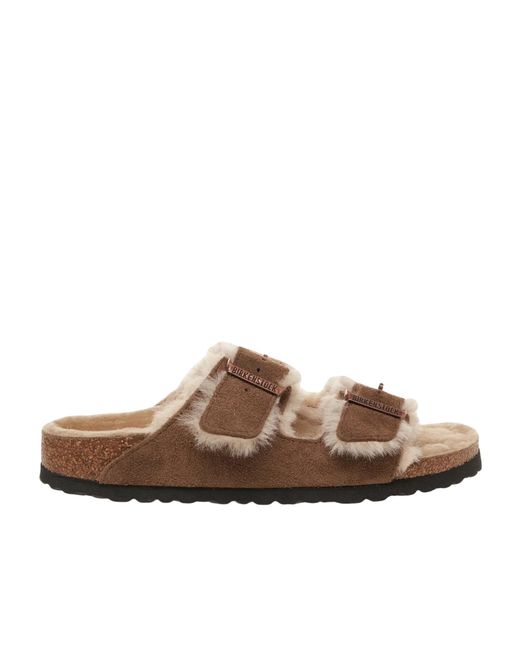 Birkenstock Brown Arizona Shearling-Lined Buckle-Fastening Sandals for men