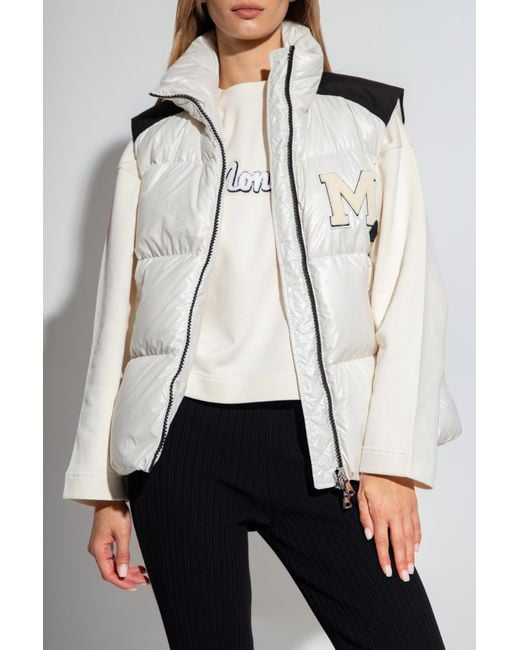 Moncler White Logo Motif Patch Detail Padded Vest