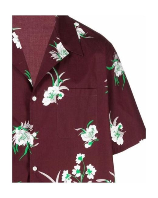 Valentino Green Floral-Printed Straight Hem Shirt for men