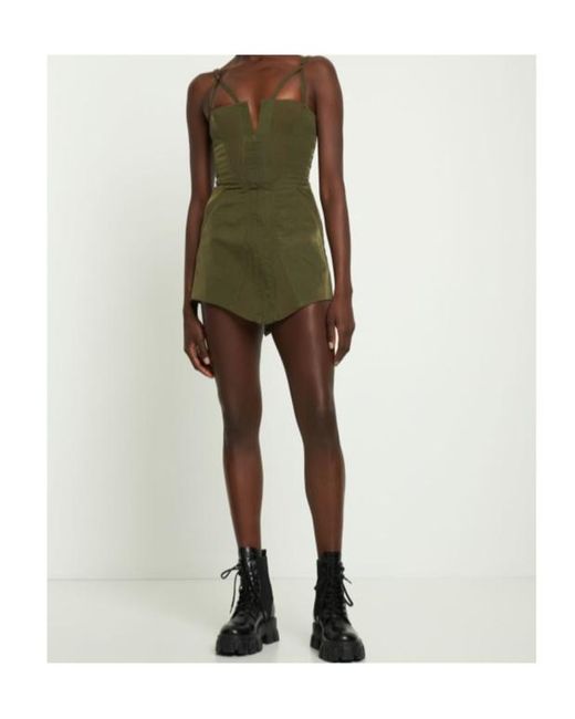 Dion Lee Green Ribbed Patchwork Mini Dress