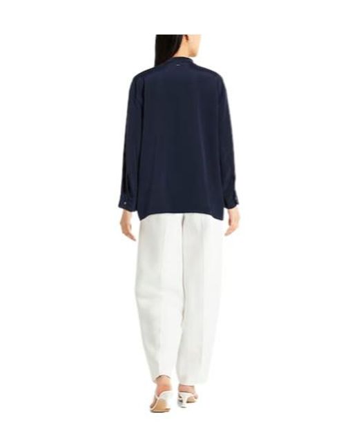 Max Mara Blue Solid Color Stand Collar Shirt