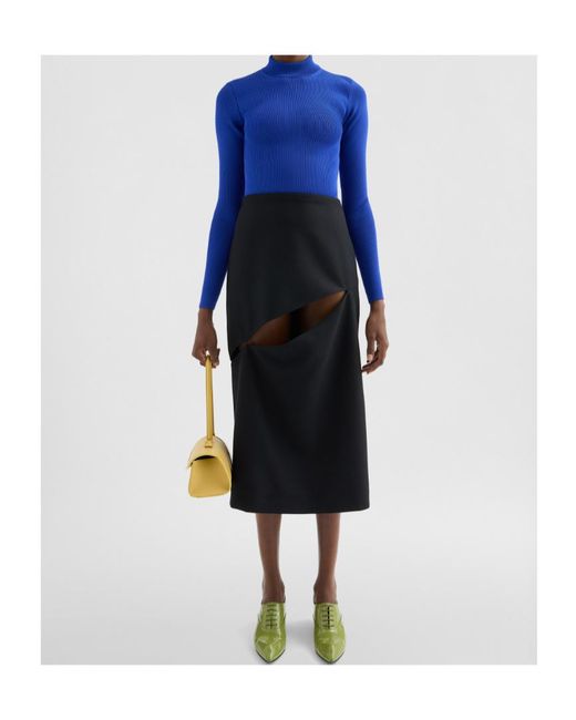 Jil Sander Blue Technical Mock-Neck Sweater