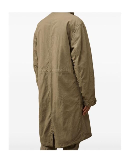 C P Company Green Quilted-Lined Buttoned Coat for men