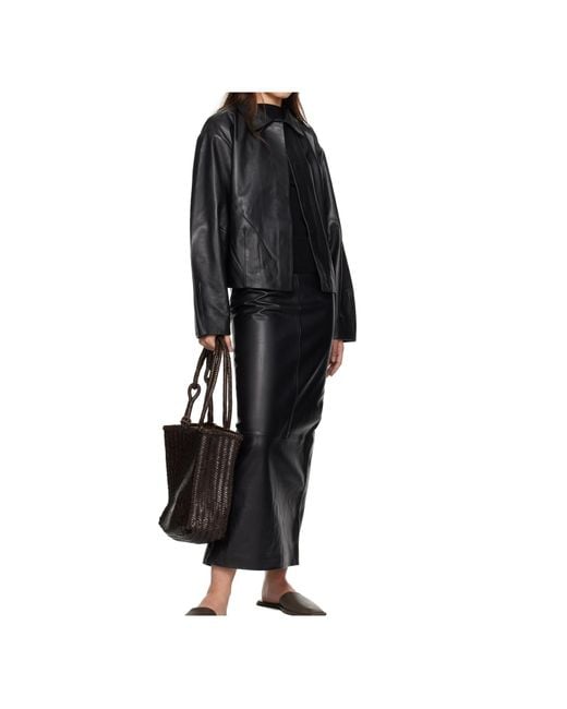 St. Agni Black Cocoon Leather Jacket