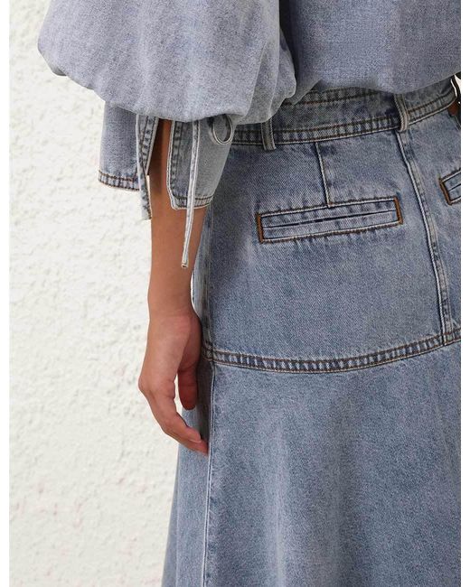 Zimmermann Blue Denim Midi Skirt