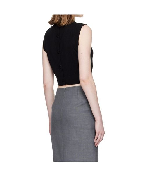 CECILIE BAHNSEN Black Floral-Appliqué Vest