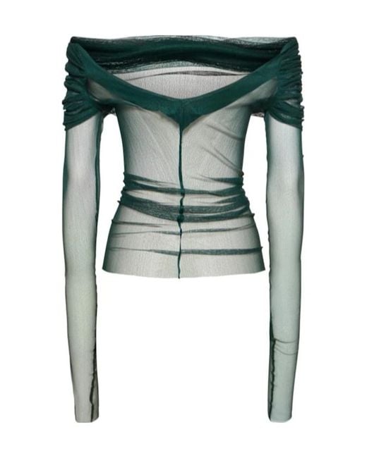 Christopher Esber Green Pleated Sheer Blouse