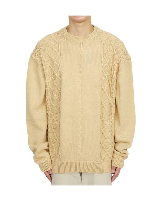 FAMILY FIRST Natural Round-Neck And Long-Sleeved Sweater for men
