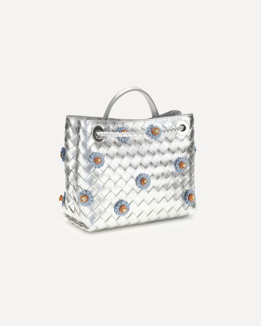 Bottega Veneta Gray Floral Detail Shoulder Bag
