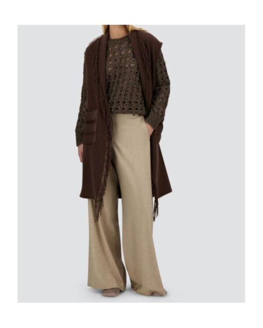 Herno Brown Fringe Vest Casual Jacket