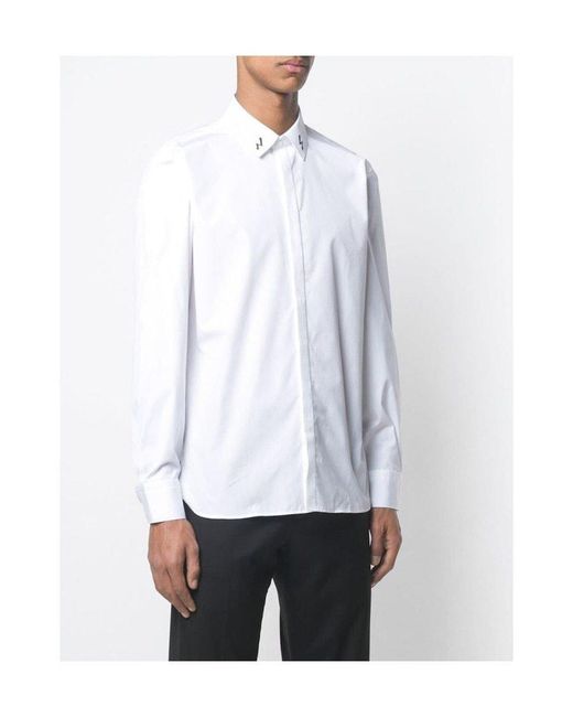 Neil Barrett White Printed Lapel Shirt for men