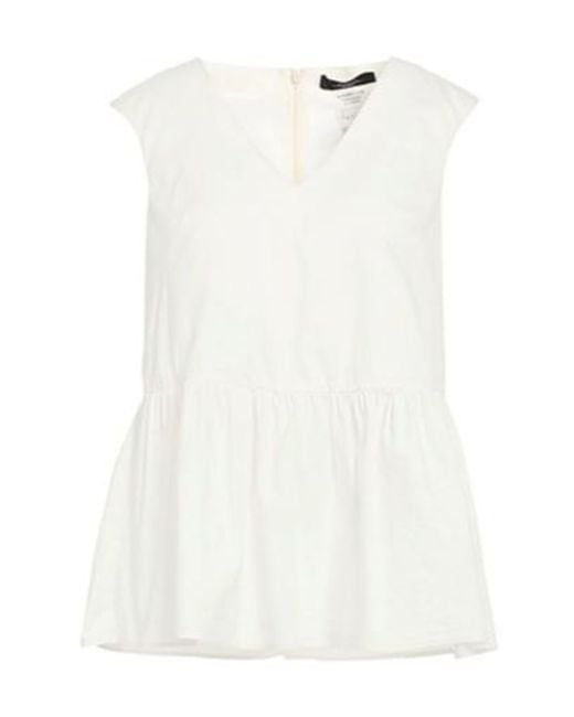 Weekend by Maxmara White Short-Sleeved Cinched-Waist Top
