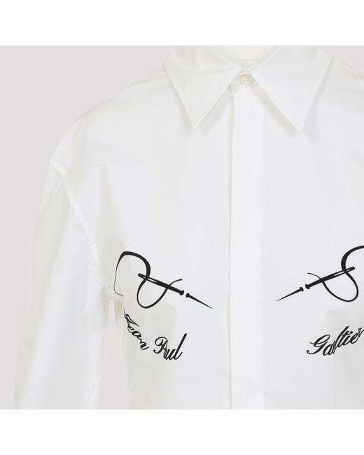 Jean Paul Gaultier White Embroidery Button Shirt