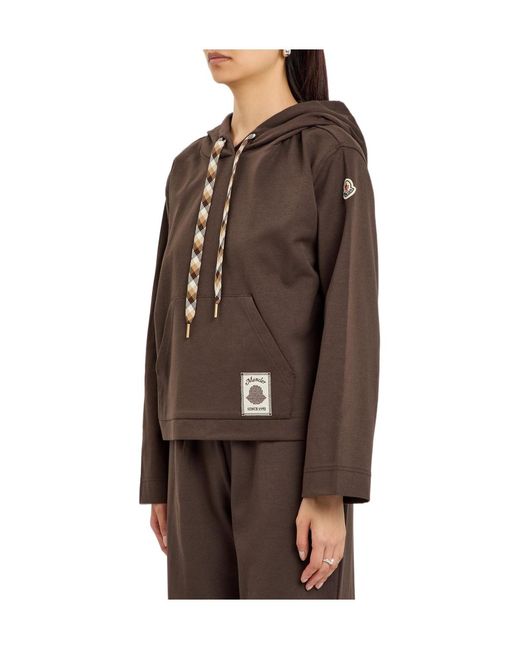 Moncler Brown Hooded Cotton-Blend Sweatshirt