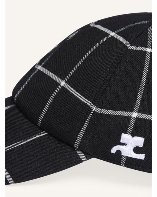 Courreges Black Signature Check Cap for men