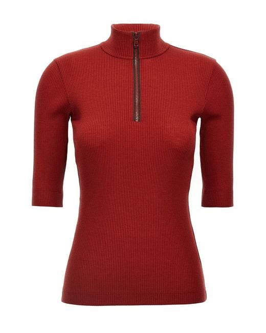 Brunello Cucinelli Red Monile Turtleneck Knitted Jumper