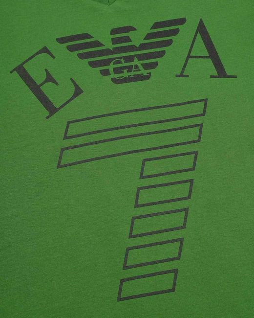 EA7 Green Logo T-Shirt With Round Neck for men