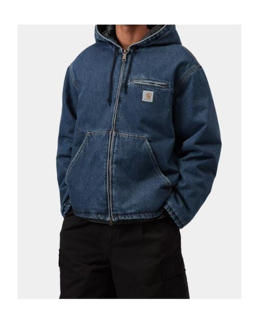 Carhartt Blue Cleveland Hooded Denim Jacket for men