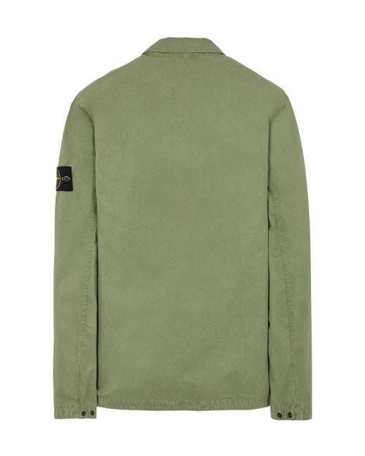 Stone Island Green Logo-Patch Shirt Jacket for men