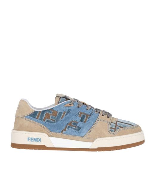 Fendi Blue Match Low-Top Sneakers