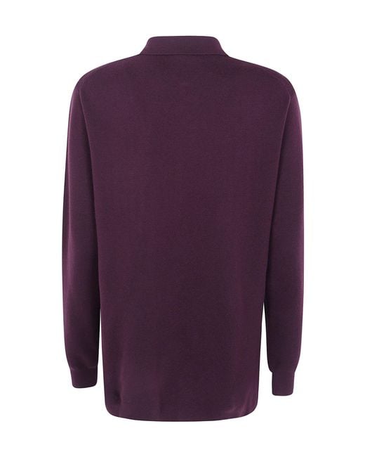 Aspesi Purple Single-Breasted Long-Sleeve Knit Top