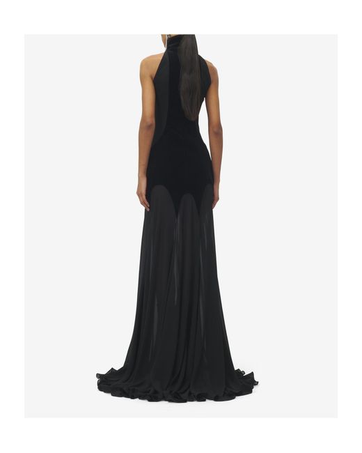McQueen Black Silk Georgette Evening Dress