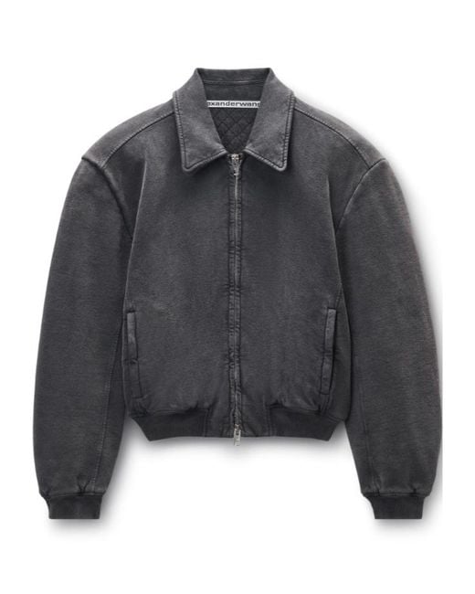 Alexander Wang Gray Oversized Zip-Up Moto Jacket for men
