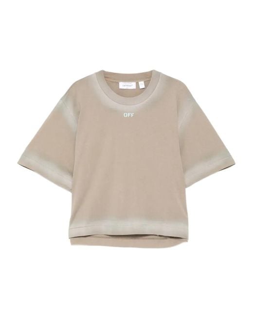 Off-White c/o Virgil Abloh Natural Spray-Effect Logo Stamped T-Shirt