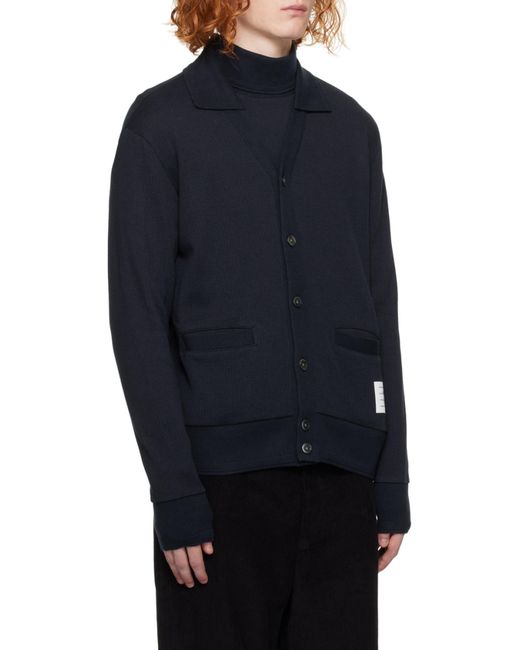 Thom Browne Blue Logo Patch Cardigan for men