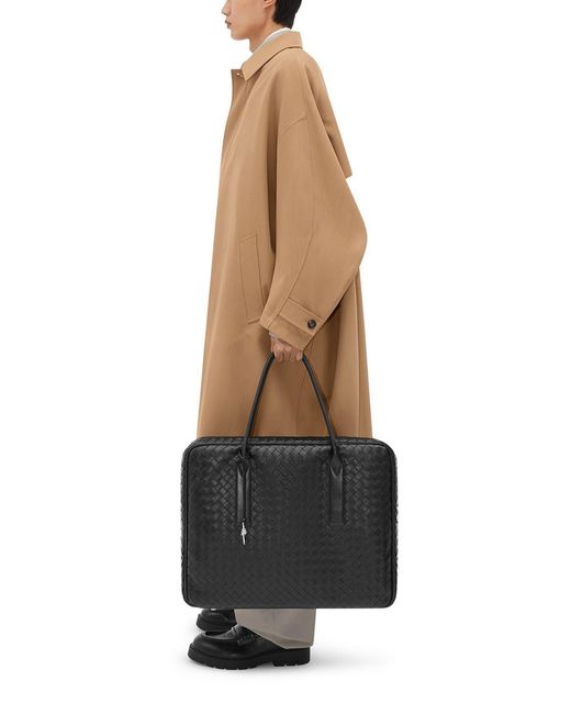 Bottega Veneta Black Getaway Logo Briefcase for men