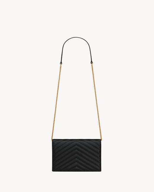 Saint Laurent White Cassandre Envelope Chain Wallet
