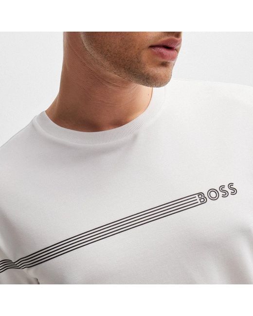 Boss White Boss Logo Printed Crewneck T-Shirt for men