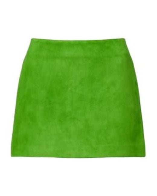 Staud Green Crest Suede Miniskirt
