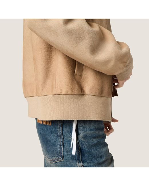 Miu Miu Natural Waxed Suede Blouson Jacket