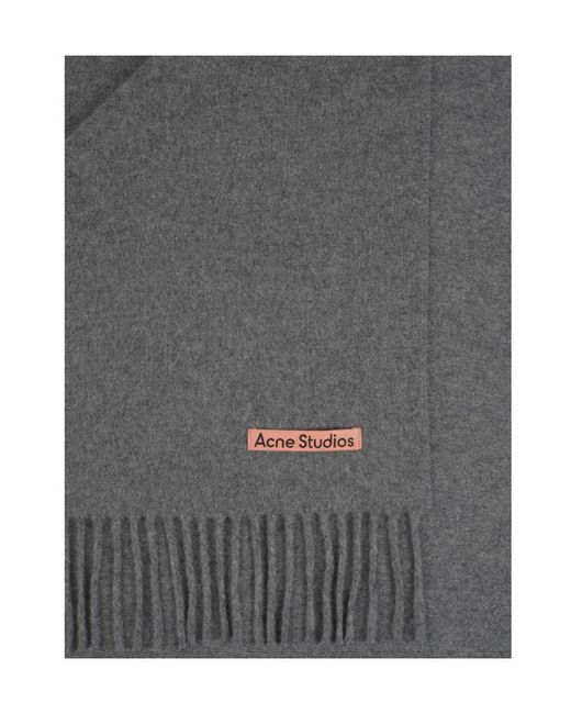 Acne Gray Logo Patch Scarf for men