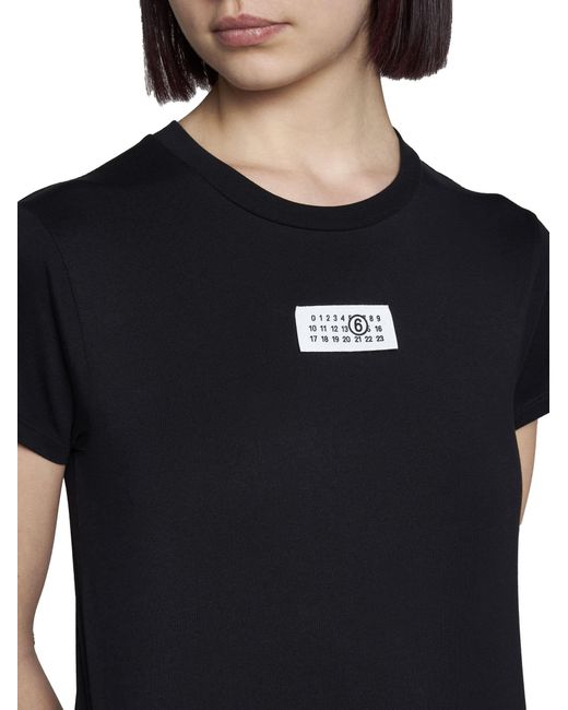MM6 by Maison Margiela Black Logo Patch Crewneck T-Shirt