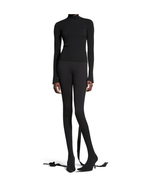 Balenciaga Black Lace-Up Detailed Knit Sweater