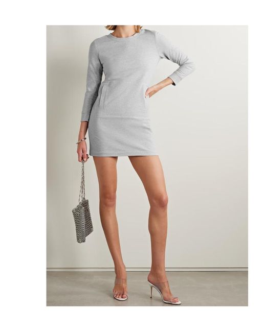 norma kamali jersey mini dress Cotton-Blend in Grey End of Season Up to 70%