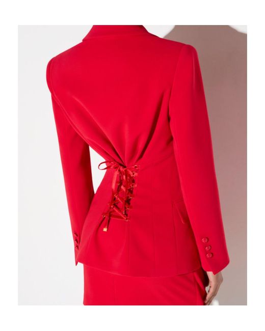 Elisabetta Franchi Red Lightweight Crêpe Jacket With Laces
