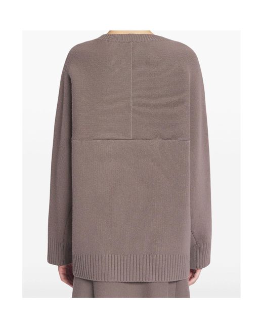 Lanvin Brown Ribbed Cuff Oversized Jumper