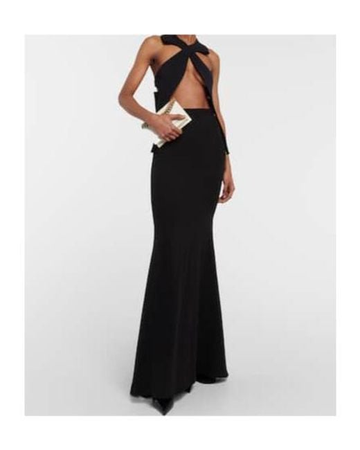Maticevski Black Cross Leaf Halterneck Cutout Top