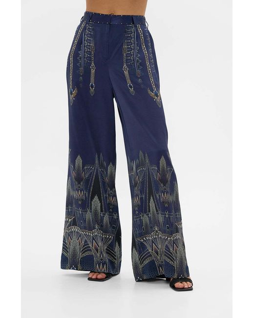 Camilla Blue Belt-Loop Casual Pants