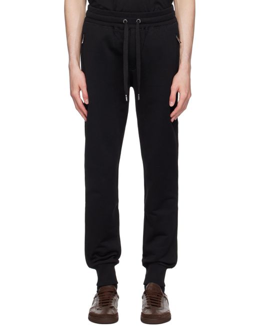 Dolce & Gabbana Black Logo Plaque Jersey Jogging Pants for men