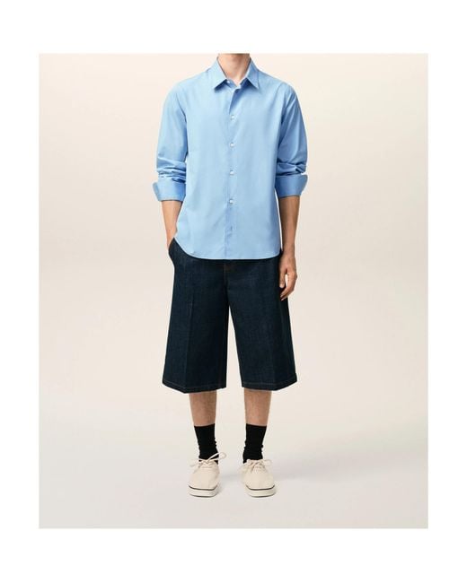 AMI Blue Ami Poplin Tailor Shirt for men