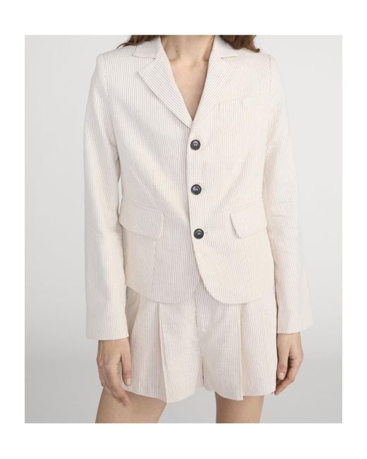 FRAME White The Striped Smart Blazer