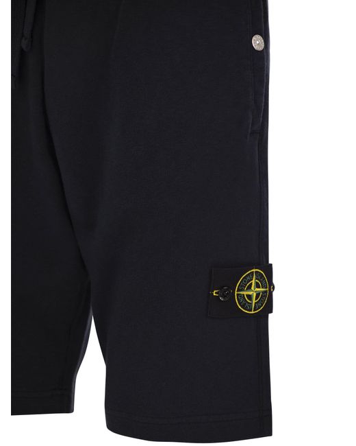 Stone Island Blue Logo Patch Drawstring Bermuda Shorts for men